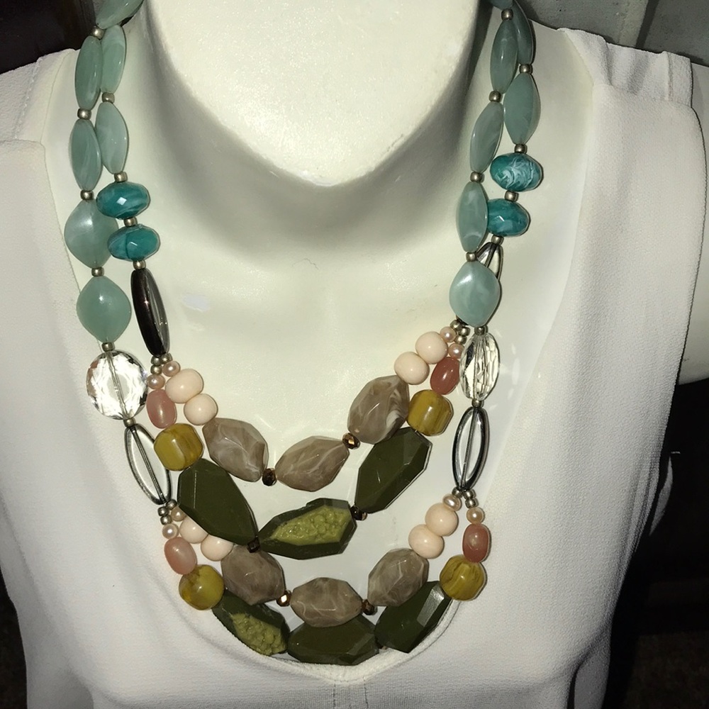 Multi colored double necklace